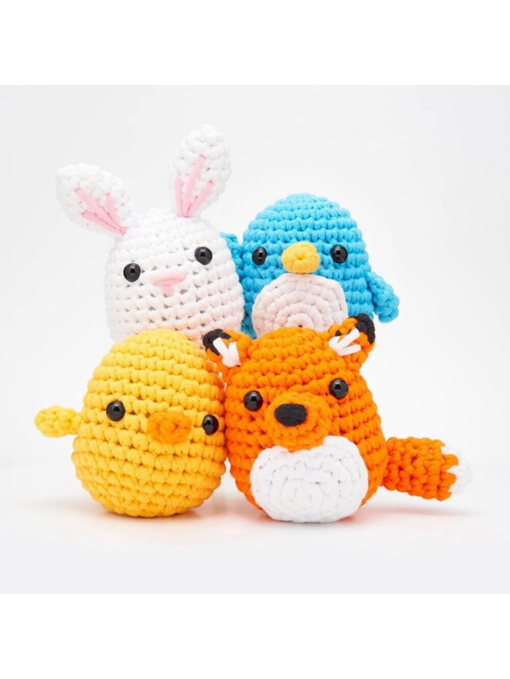 Beginner Crochet Kit Bundle - Penguin, Chick, Fox & Bunny - Fun DIY Craft Set